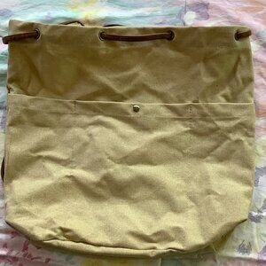 Leeds canvas tote 16x16x9 NEW with leather drawstring with side pockets